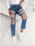 Denim pants with holes and beads 6211 - Online store - Boutique